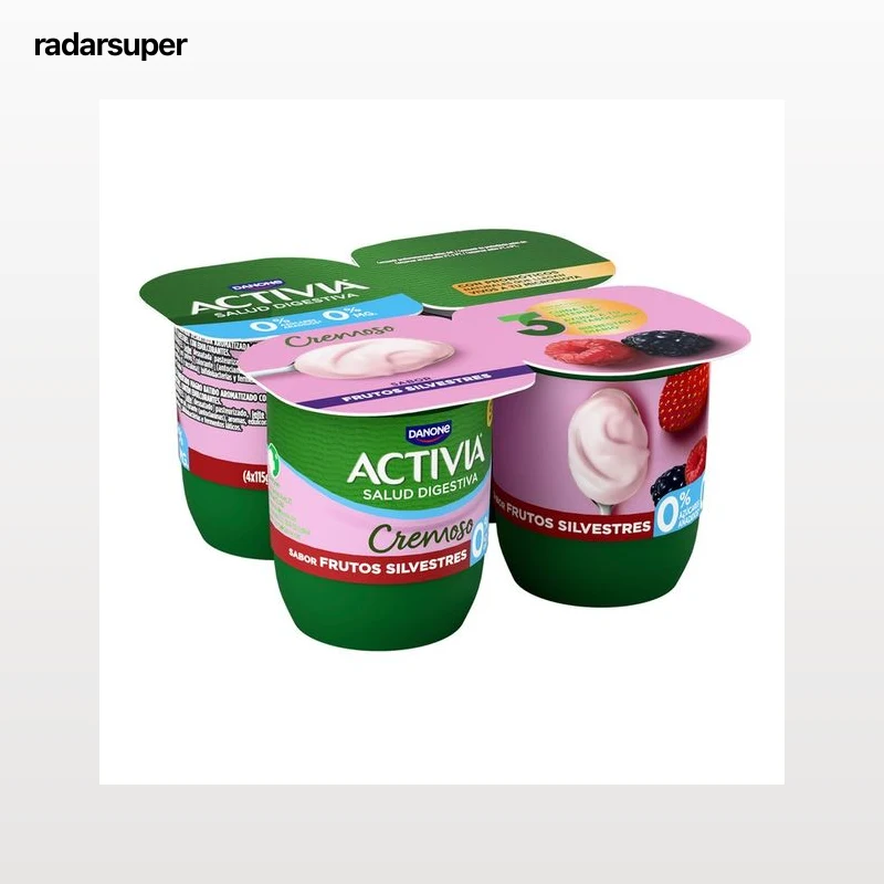 ACTIVIA Bifidus cremoso, desnatado (0% materia grasa) y con sabor frutos silvestres Cremoso 0% de Danone 4 x 120 g