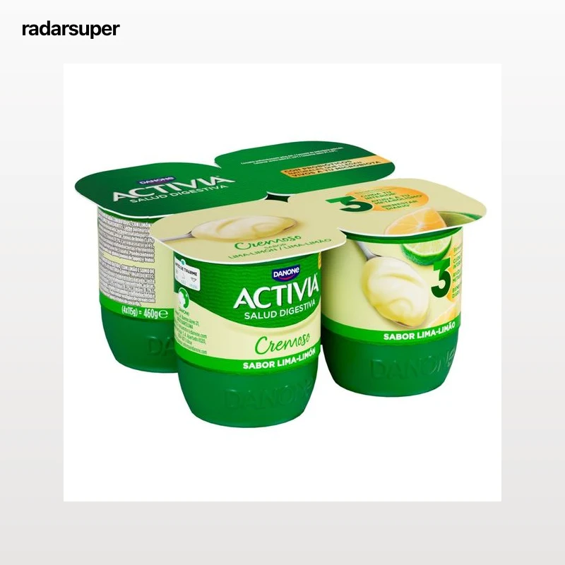 ACTIVIA Bífidus cremoso con sabor a lima y limón Cremoso de Danone 4 x 115 g.