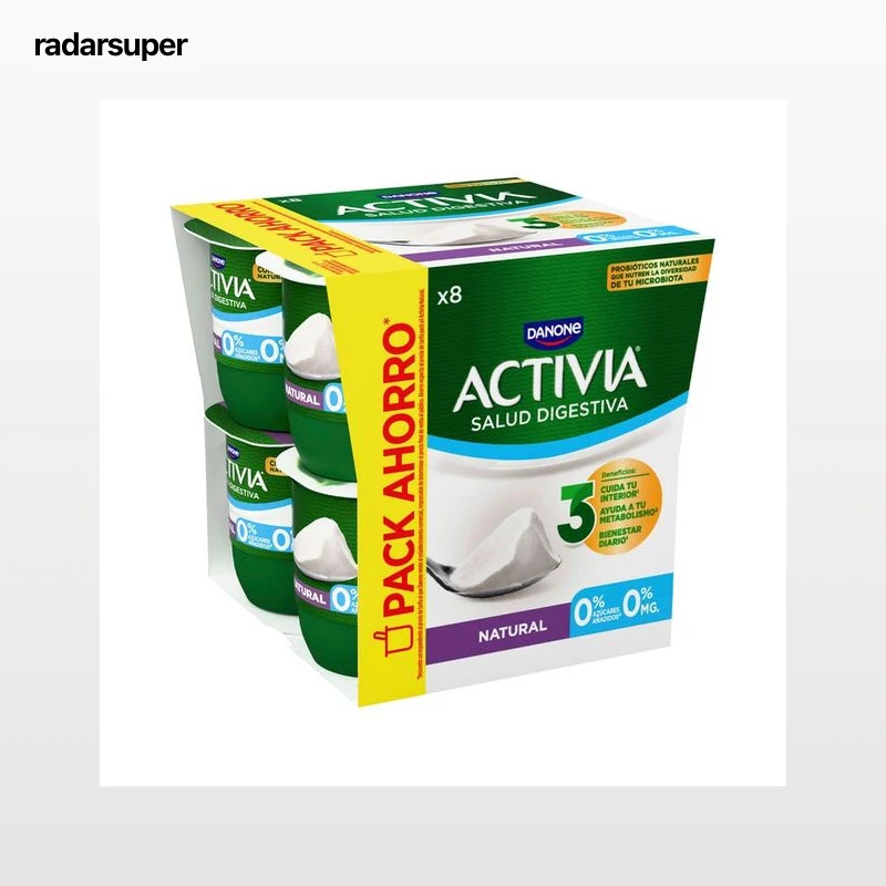 ACTIVIA Bífidus desnatado ( 0% materia grasa) y sabor natural 0% de Danone 8 x 120 g.