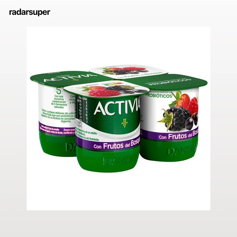 ACTIVIA Bífidus con frutos del bosque de Danone 4 x 120 g.