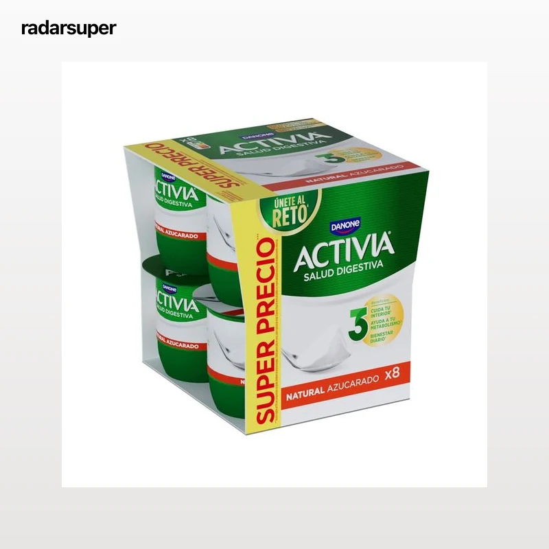 ACTIVIA Bífidus con sabor natural azucarado de Danone 8 x 120 g.