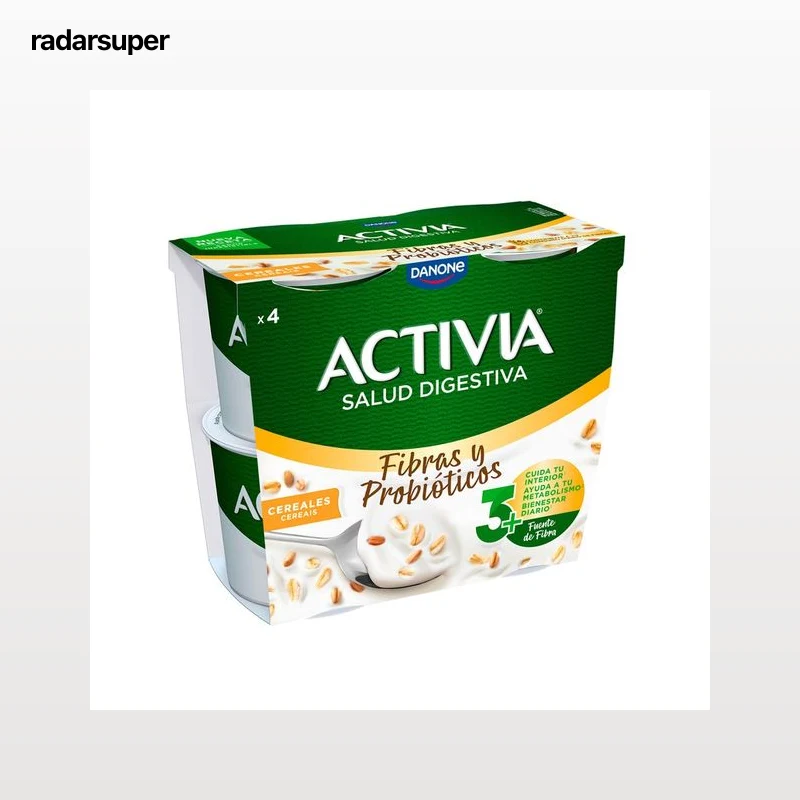 ACTIVIA Bífidus con sabor natural y cereales de Danone 4 x 120 g.