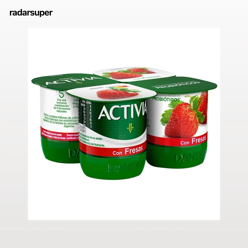 ACTIVIA Bífidus con trocitos de fresas de Danone 4 x 120 g.