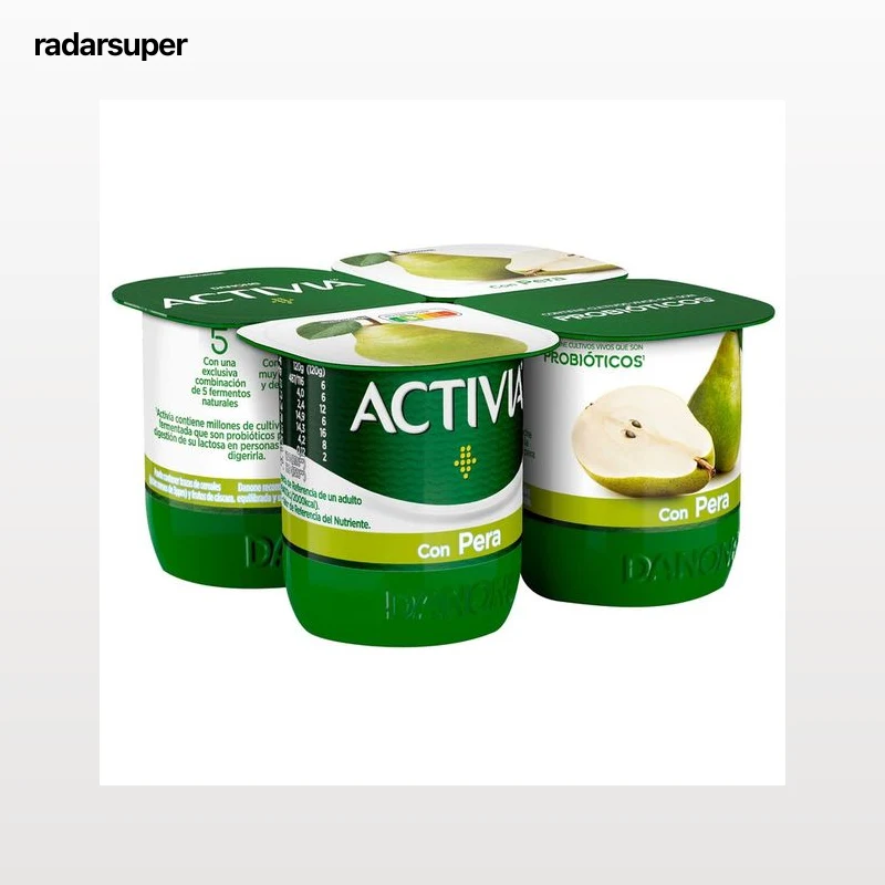 ACTIVIA Bifidus con trocitos de jugosa pera de Danone 4 x 120 g.