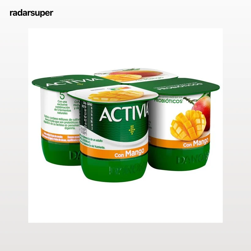 ACTIVIA Bífidus con trocitos jugosos de mango de Danone 4 x 120 g.