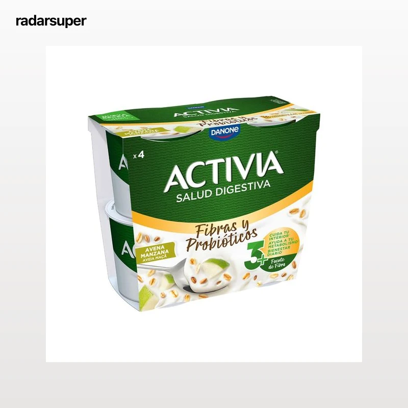 ACTIVIA de Danone Bífidus con avena, nueces y manzana 4 x 115 g.