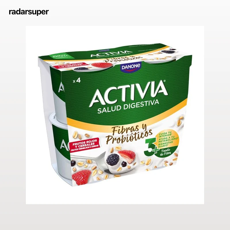 ACTIVIA de Danone Bífidus con frutos rojos y cereales 4 x 115 g.