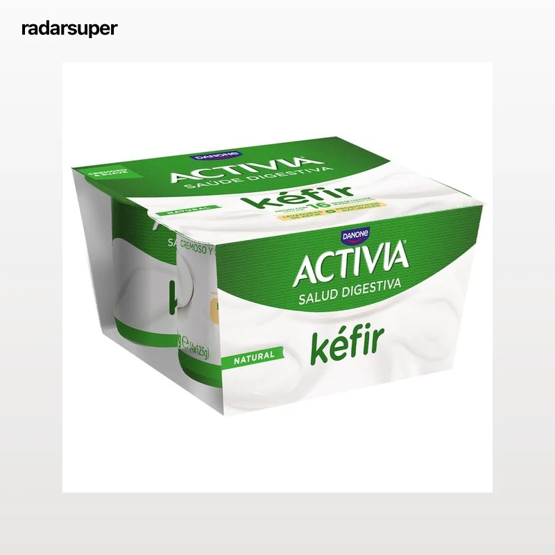 ACTIVIA de Danone Kéfir natural cremoso con probióticos naturales 4 x 125 g.
