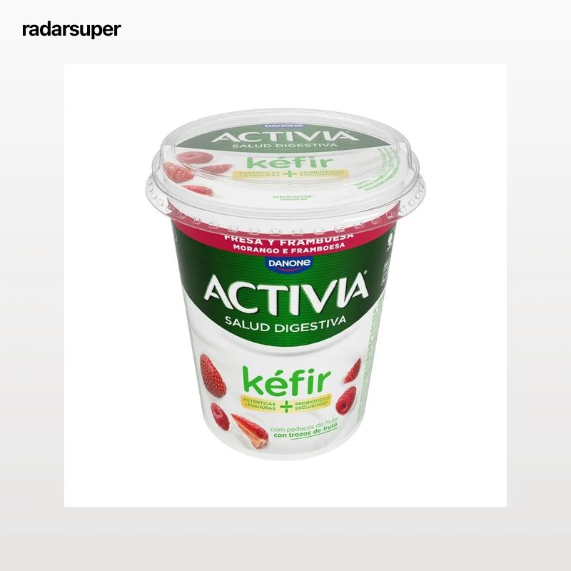 ACTIVIA de Danone Kefir con trozos de fresa y frambuesa 380 g.