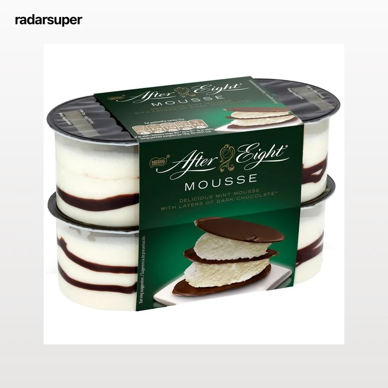 AFTER EIGHT Mousse de menta con capas de chocolate negro crujiente 4 x 57 g.