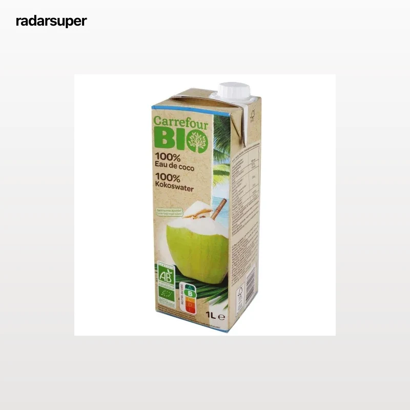 Agua de coco 100% natural ecológico Carrefour Bio brik 1 l.