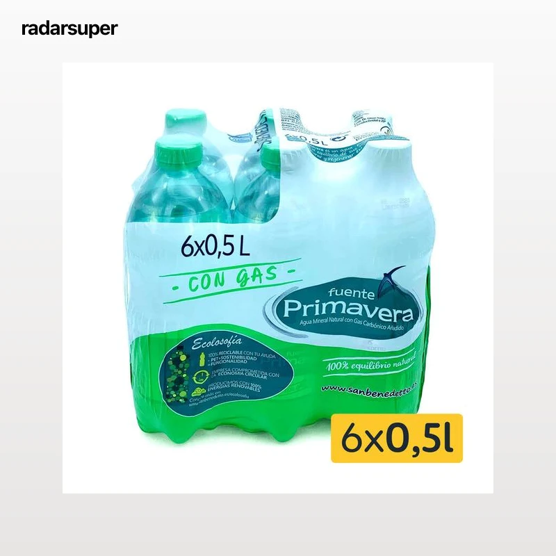 Agua con gas Fuente Primavera 0,5l pack 6