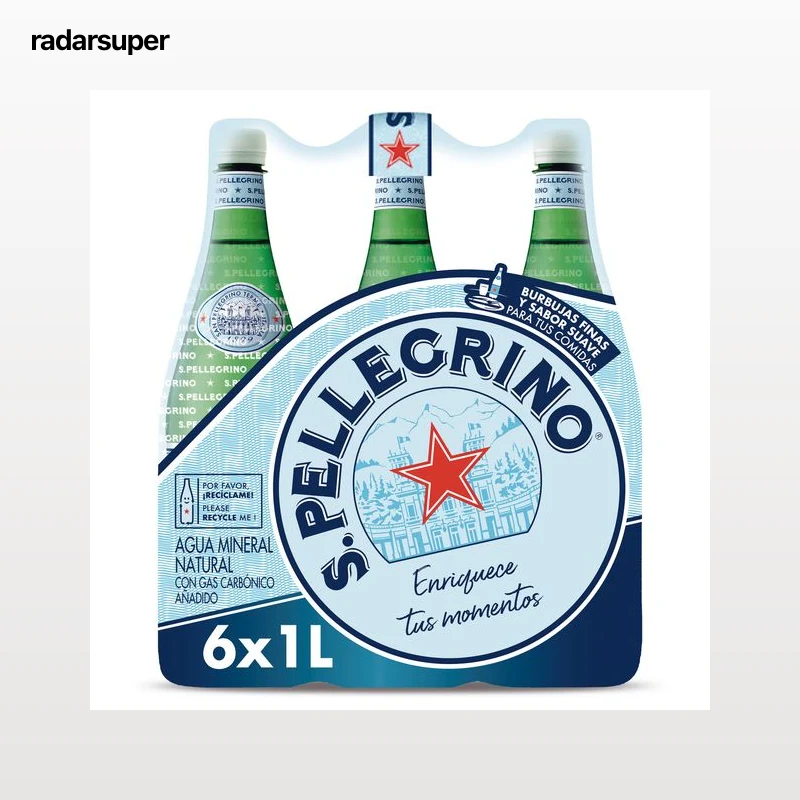 Agua mineral con gas San Pellegrino pack 6 x 1 L