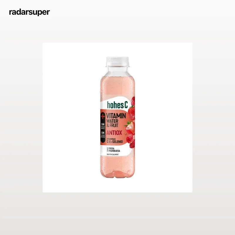 Agua vitaminada antiox Hohes C sabor fresa y frambuesa sin azúcar añadido botella 50 cl.
