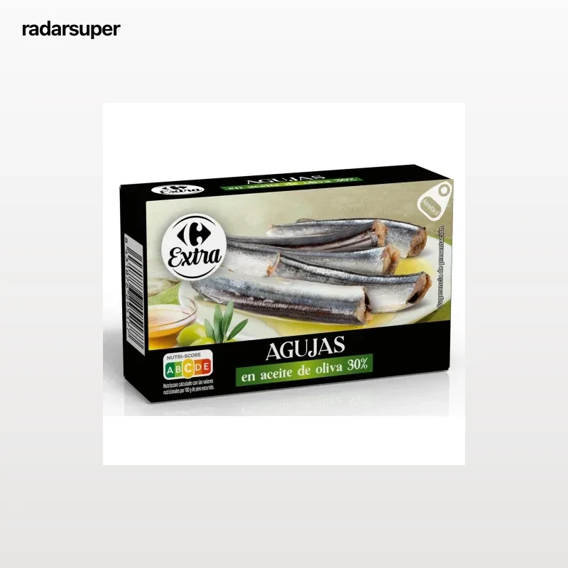 Agujas en aceite de oliva 30% Extra Carrefour 82 g