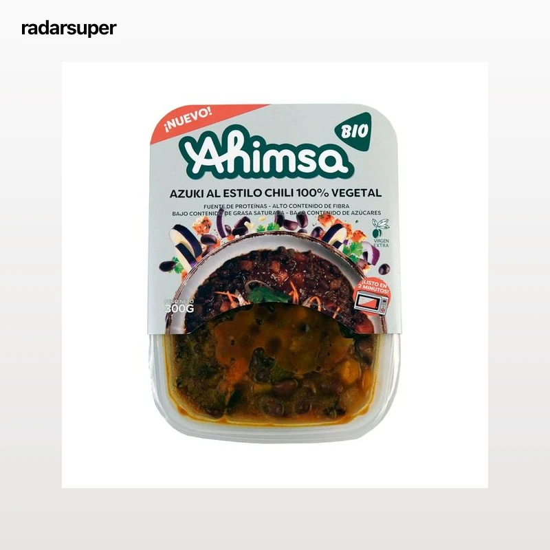 AHIMSA Bio Azuki (judias) al estilo chili (100% vegetal), listas para calentar y comer 300 g.