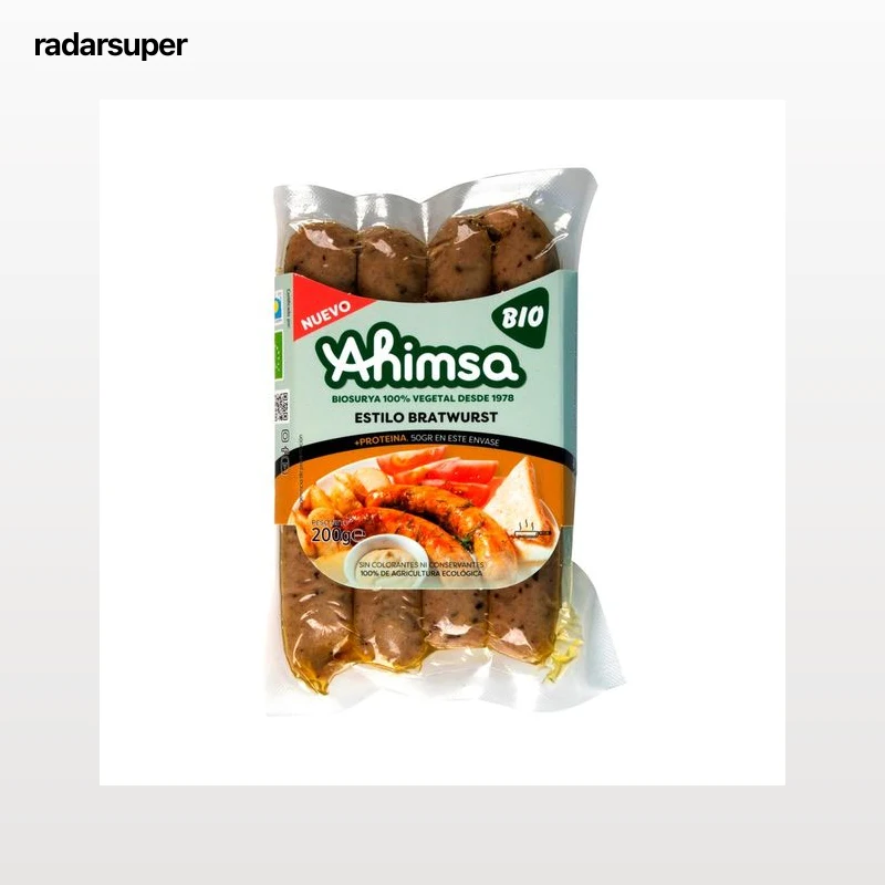 AHIMSA Bio Salchichas 100% vegetales estio Bratwurst 100% ecológicas 200 g.