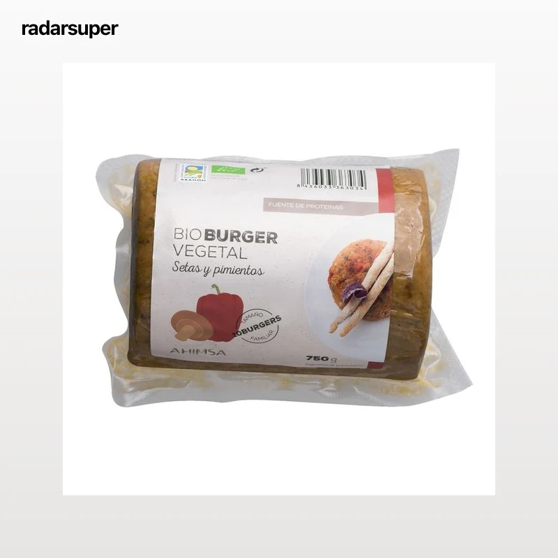 AHIMSA Burger vegetal a base de setas y pimientos ecológico AHIMSA 750 g.