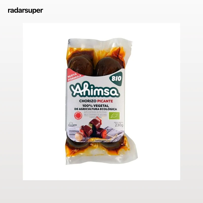 AHIMSA Chorizo picante 100% vegetal, de agricultura ecológica 230 g.