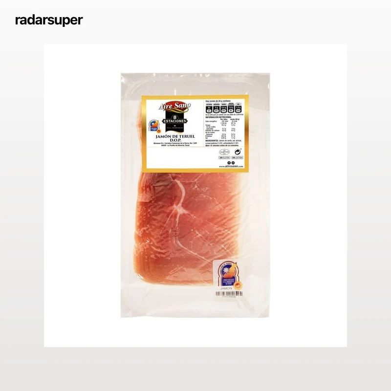 AIRESANO Jamón curado con denominación de origen protegida jamón de Teruel AIRESANO 8 Estaciones 100 g.