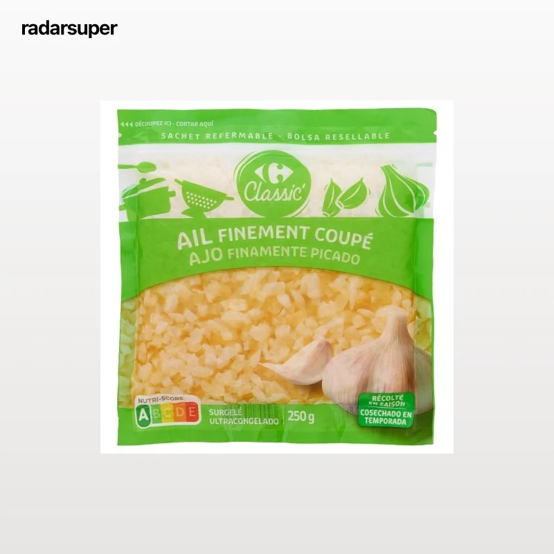 Ajo finamente picado ultracongelado Carrefour Classic 250 g.