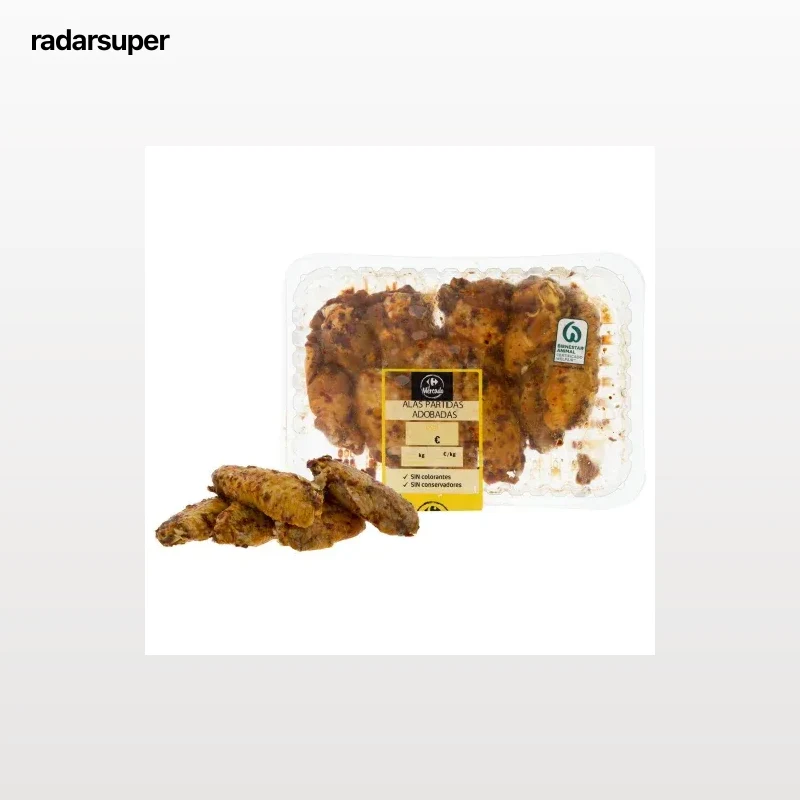 Alas de pollo adobadas partidas Carrefour 550 g aprox