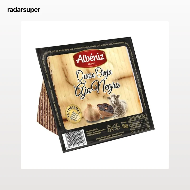 ALBENIZ Queso de oveja ya cortado con ajo negro 150 g.