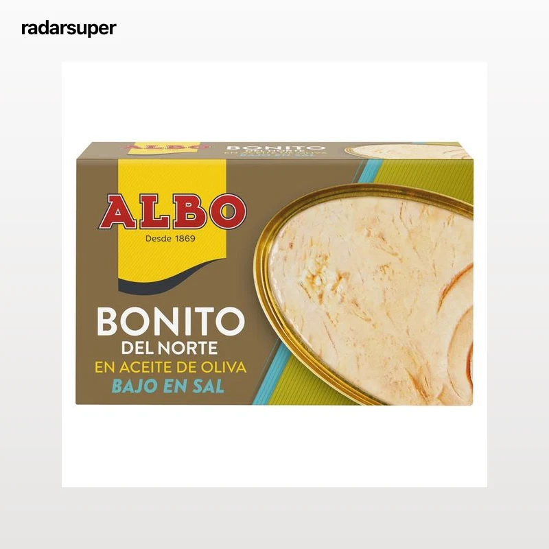 ALBO Bonito del norte en aceite de oliva con contenido reducido en sal lata de 82 g.