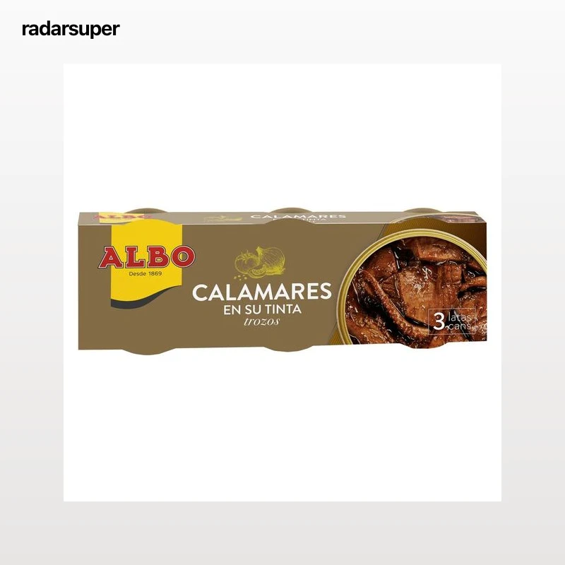 ALBO Calamares en su tinta en trozos lata pack de 3 uds x 50 g.