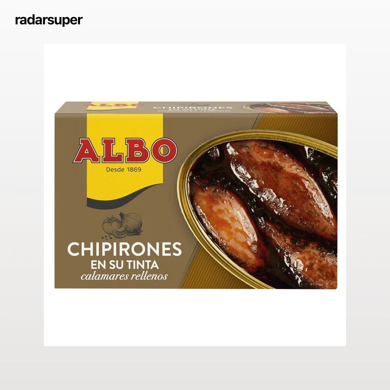 ALBO Chipirones rellenos en su tinta lata de 72 g.