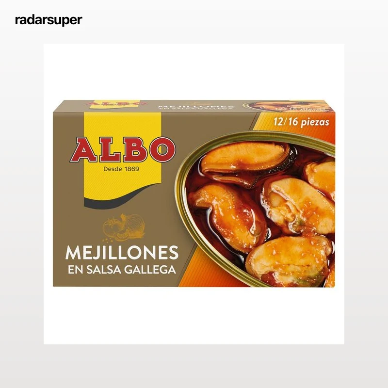 ALBO Mejillones salsa gallega lata de 70 g.