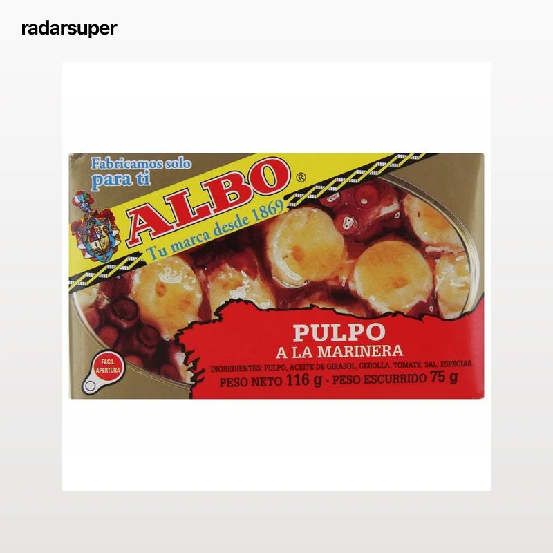 ALBO Pulpo a la marinera en tacos lata de 75 g.