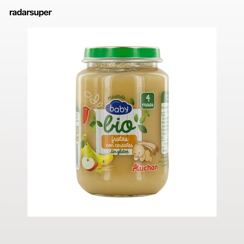 ALCAMPO BABY Bio Tarrito de frutas (pera, manzana, plátano y naranja) con cereales a partir de 4 meses 200 g.
