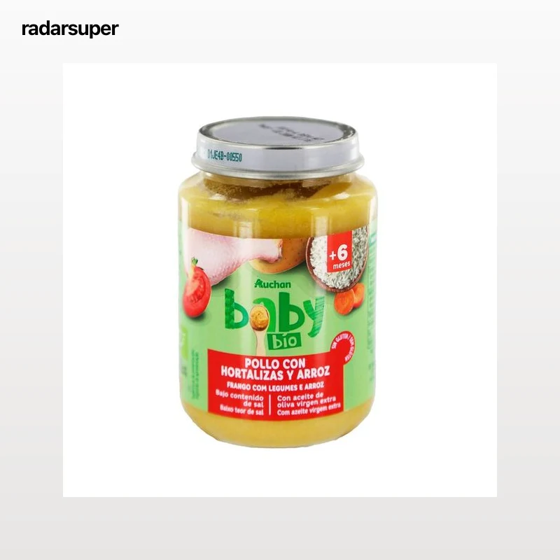 ALCAMPO BABY Bio Tarrito de pollo con hortalizas y arroz, a partir de 6 meses 200 g.