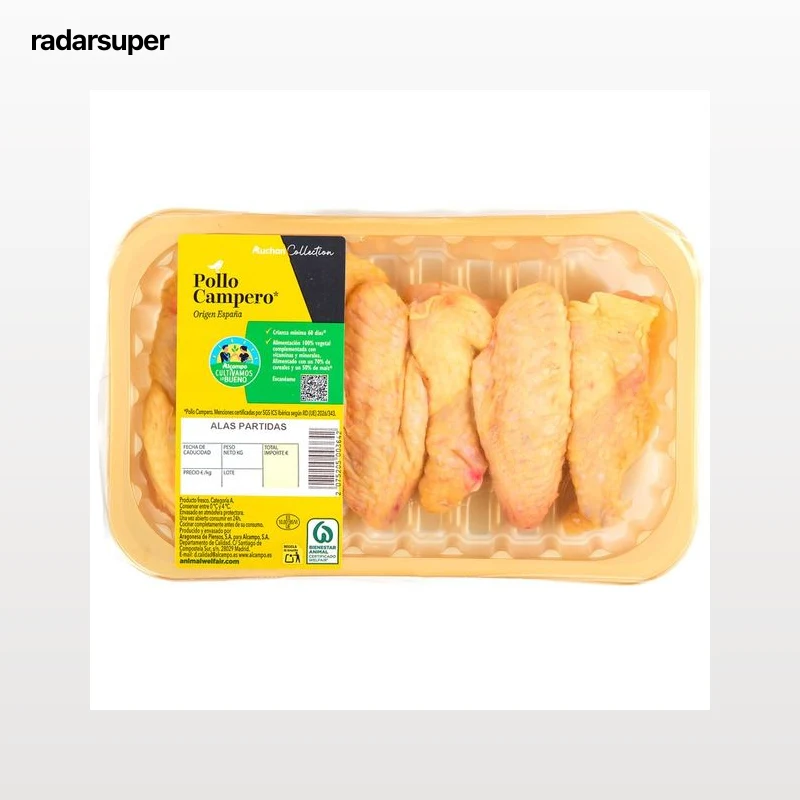 ALCAMPO CULTIVAMOS LO BUENO Alitas de pollo campero partidas con piel, bandeja.
