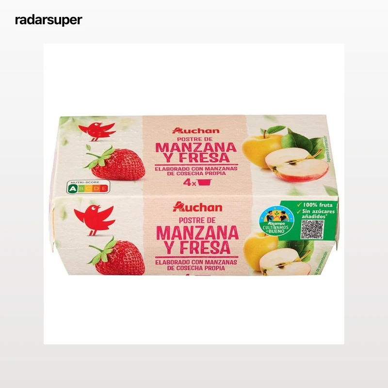 ALCAMPO CULTIVAMOS LO BUENO Compota de manzana y fresa pack 4 uds. x100 g.
