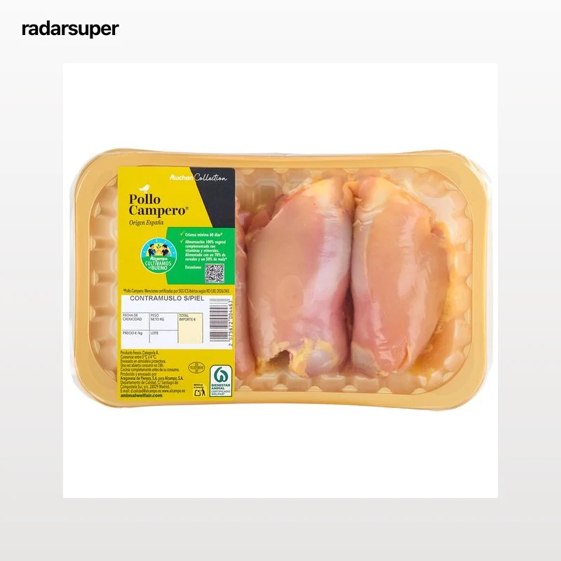 ALCAMPO CULTIVAMOS LO BUENO Contramuslos de pollo campero sin piel, bandeja.