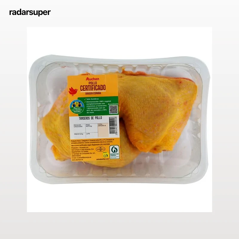 ALCAMPO CULTIVAMOS LO BUENO  Cuartos traseros de pollo certificado con piel Bandeja.