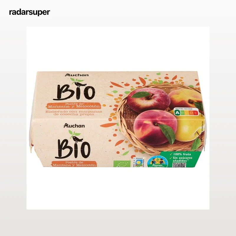 ALCAMPO CULTIVAMOS LO BUENO ECOLÓGICO Compota de manzana y melocotón postre ecológico  pack 4 uds. x 100 g.