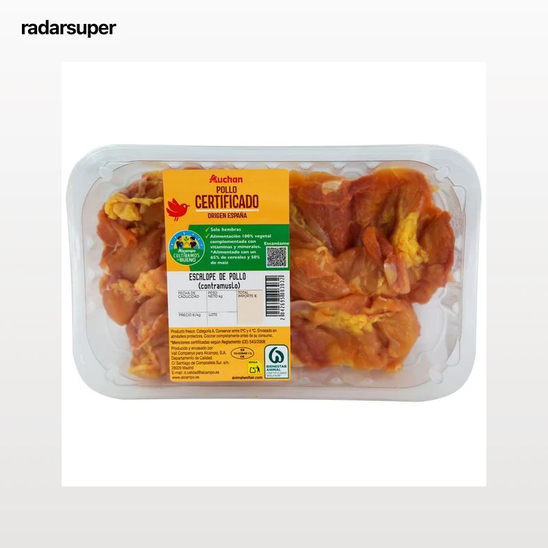 ALCAMPO CULTIVAMOS LO BUENO  Escalopes de pollo certificado (contramuslo deshuesado) Bandeja.