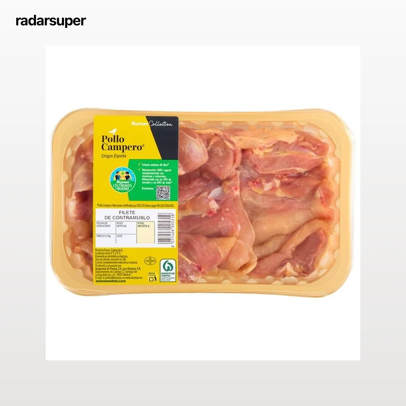 ALCAMPO CULTIVAMOS LO BUENO Filetes de contramuslo de pollo campero, bandeja.