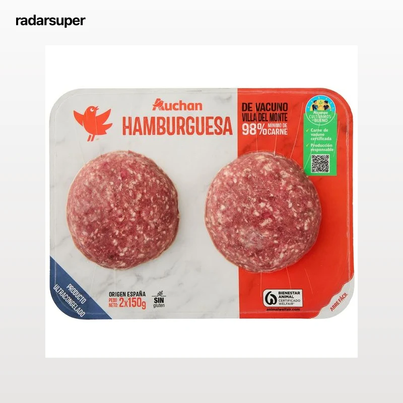 ALCAMPO CULTIVAMOS LO BUENO Hamburguesas congeladas de vacuno Villa del Monte 2 x 150 g.
