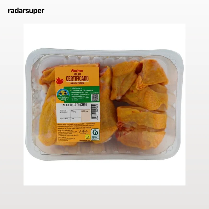 ALCAMPO CULTIVAMOS LO BUENO  Medio pollo certificado troceado Bandeja.