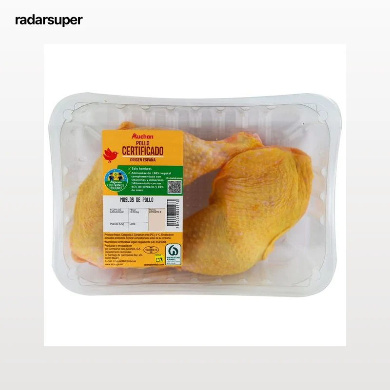 ALCAMPO CULTIVAMOS LO BUENO  Muslos de pollo certificado con piel Bandeja.