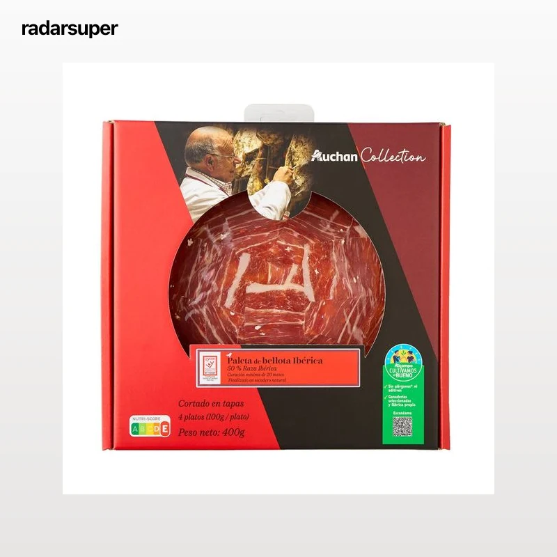 ALCAMPO CULTIVAMOS LO BUENO  Paleta de bellota ibérica (50% raza ibérica) cortada en tapas  4 sobres de 100 g.