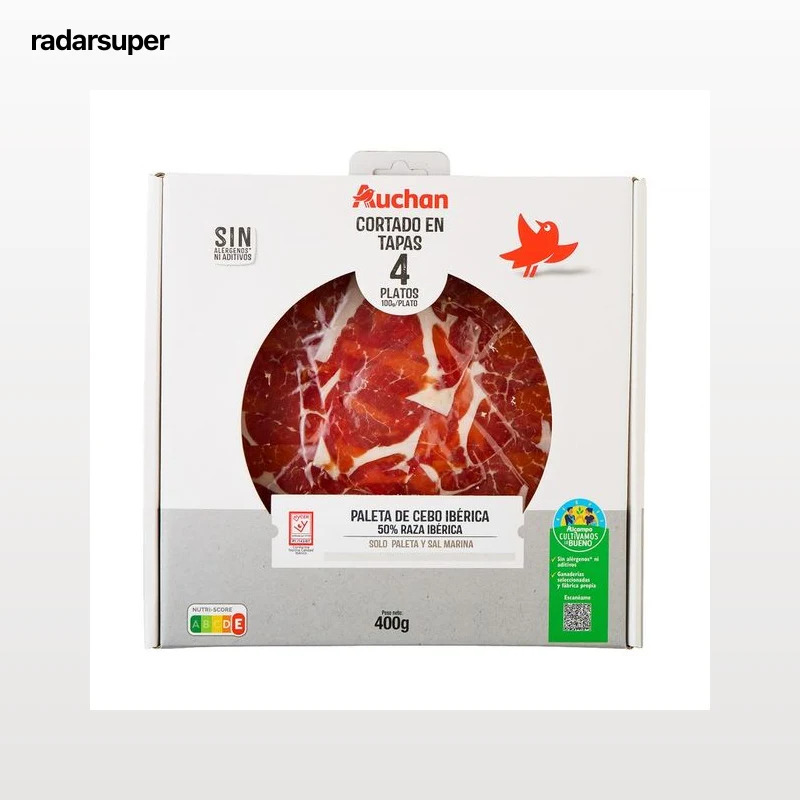 ALCAMPO CULTIVAMOS LO BUENO  Paleta de cebo ibérica (50% raza ibérica) cortada en tapas  4 sobres de 100 g.