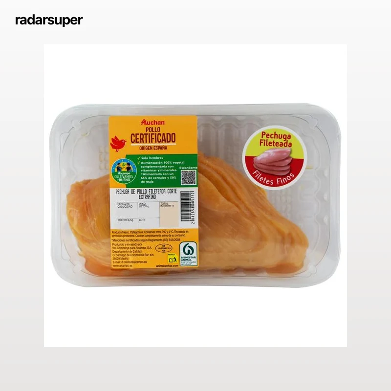 ALCAMPO CULTIVAMOS LO BUENO Pechuga de pollo certificado cortada en filetes finos  Bandeja