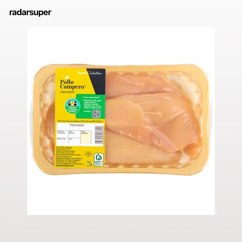 ALCAMPO CULTIVAMOS LO BUENO Pechugas de pollo campero sin piel, bandeja.