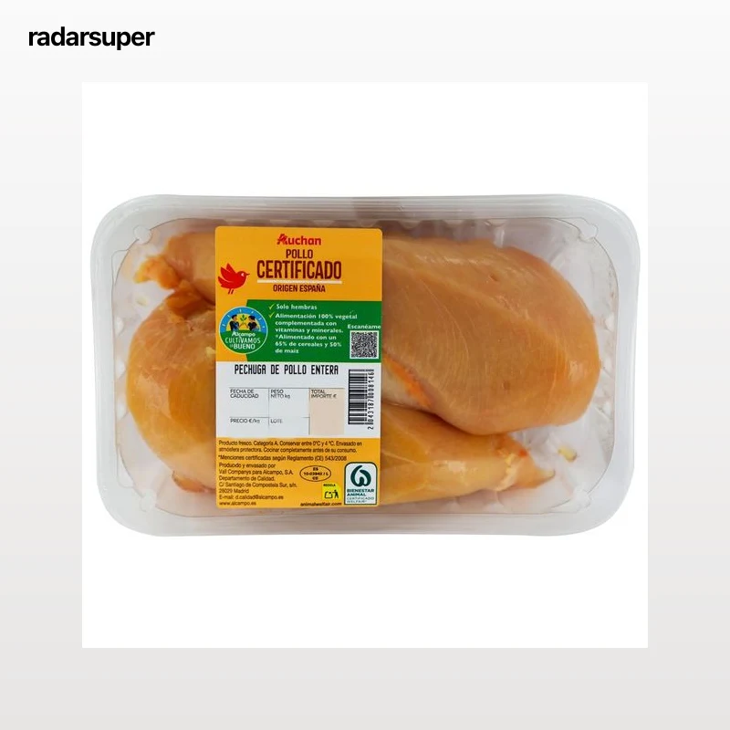 ALCAMPO CULTIVAMOS LO BUENO Pechugas de pollo certificado entera  bandeja