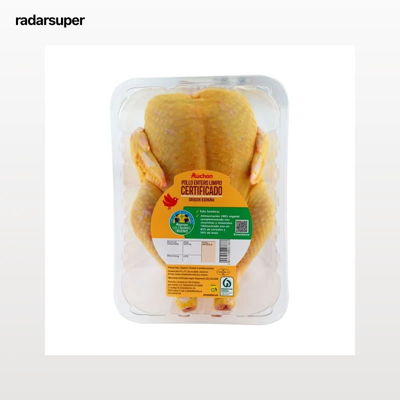 ALCAMPO CULTIVAMOS LO BUENO  Pollo certificado limpio y entero Bandeja.
